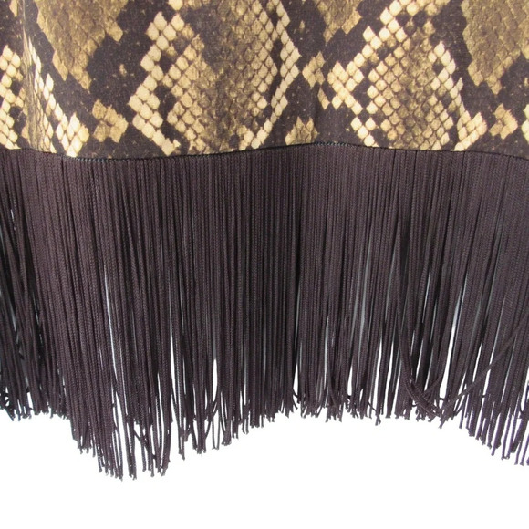 Michael Kors Tokara Snakeskin Top Sleeveless Blouse Size Small Fringe Hem Brown - Picture 4 of 8